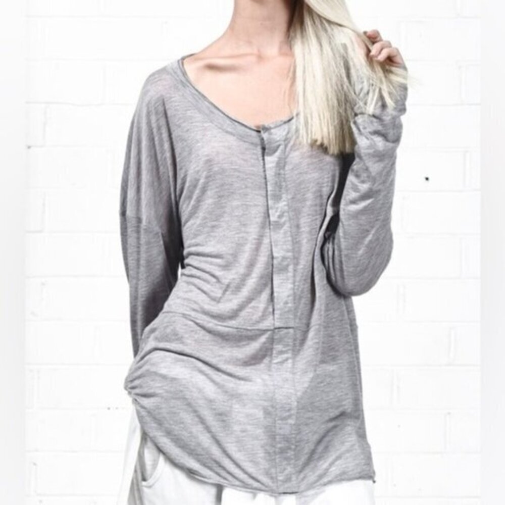 FREE PEOPLE OTS womens Top Grey Small neutral casual loungewear basic minimalist